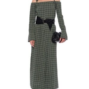 Ganni Seersucker Checkered Maxi Dress